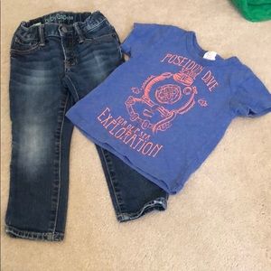 CrewCuts boys Sz3 t-shirt and gap jeans Sz 3